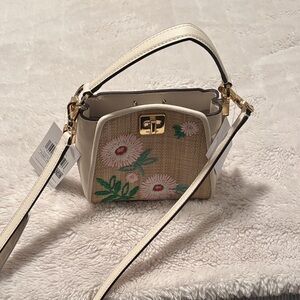 Kate Spade Cream and Tan Mini Bag with Floral Design